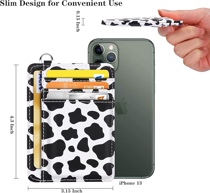 Coco Rossi Slim Front Pocket Wallet RFID ID Card Holder Cute Small Wallet with Keychian for Women,Cow