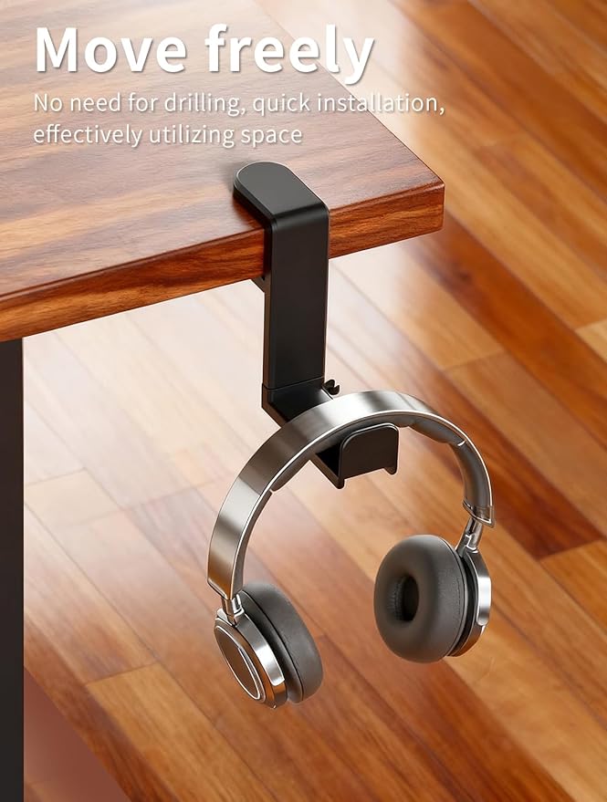 Headphone Hook，Headphone Stand，PC Gaming Headset Holder for Desk，Desk Headphone Hanger，Desk Hook with 360-Degree Adjustable Rotation