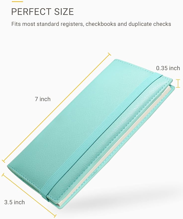 Zreal Checkbook Cover for Women, Premium Vegan Leather Checkbook Holder for Top & Side Tear Duplicate Checks with RFID Blocking (Pale Turquoise)
