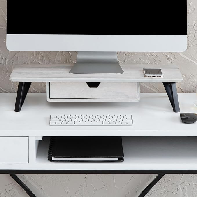 Anji Mountain Monitor Stand - Desktop Organizer & Laptop Riser, Ergonomic Monitor Riser, Space-Saving Monitor Stand for Desk, Durable Construction, Easy Assembly, Ideal for Home & Office,Natural