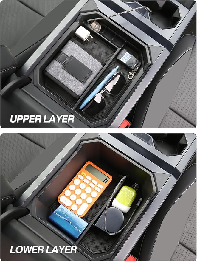 Double Layer Center Console Organizer for Tesla Cybertruck 2025 2026 2024, ABS Console Tray Insert storage box for Cybertruck Accessories(2PCS)