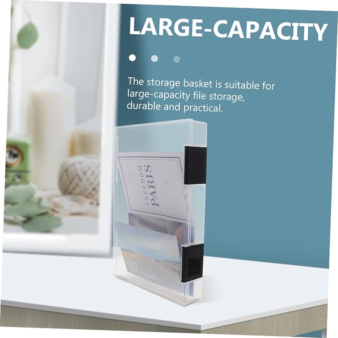 A5 Thickened Plastic Document Storage Box with Dustproof Lid, Portable Office File Organizer for Desktop Use, Black Document Holder for Paperwork and Receipt Management