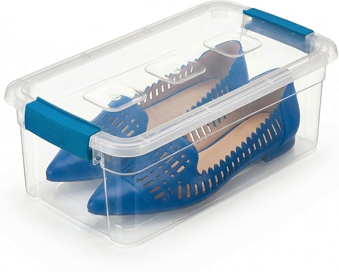 Tribello Clear Plastic Storage Bins with Lids Stackable Storage Bins (6 Quart)
