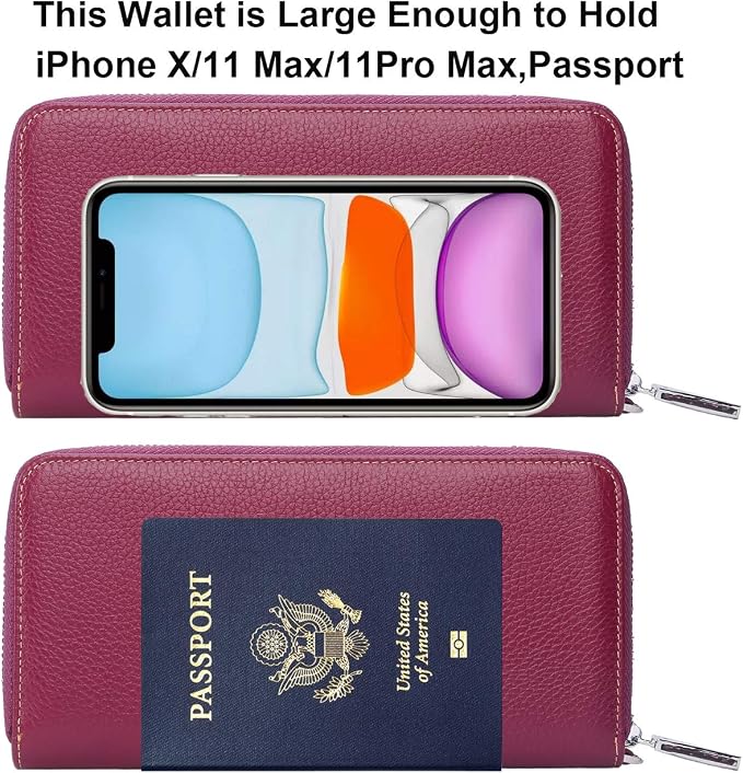 Lavemi Small Compact Women Wallet RFID Blocking Genuine Leather Bifold Purse with ID Windows