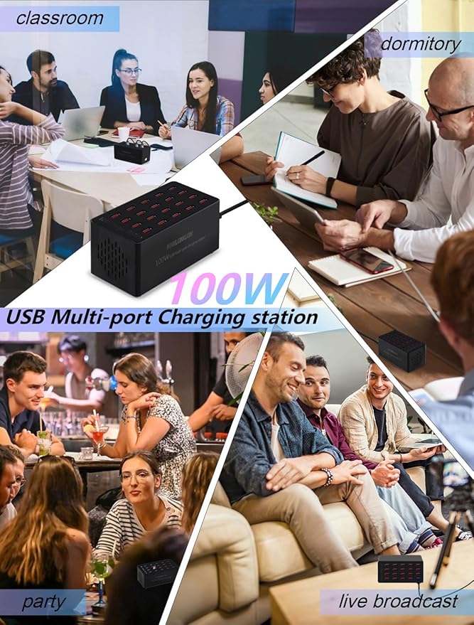 Charging Station, 100W 20Port USB Charging Station, Multiple USB Charger Station, Charging Station for Multiple Devices, Multi USB Charging Station, Chargers for Multiple Devices