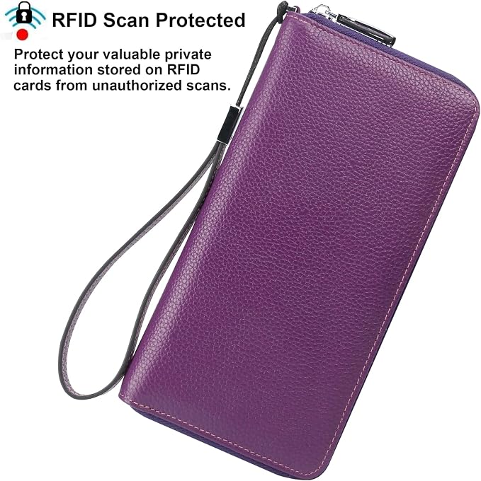 Lavemi Small Compact Women Wallet RFID Blocking Genuine Leather Bifold Purse with ID Windows