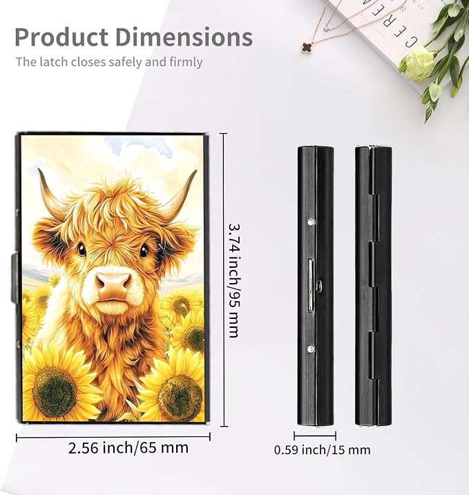 RFID Metal Wallet Credit Cards Holder Slim Mini Business Card Holder Metal ID Case Gift for Men Women,Cute Cow