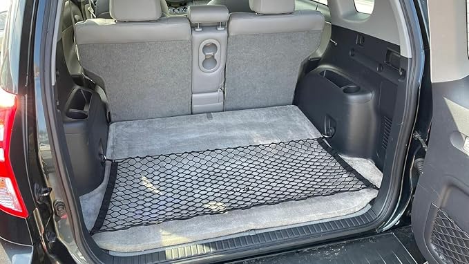 Rear Trunk Organizer Cargo Net for Toyota RAV4 2006-2018 - Floor Style Cargo Net for SUV - Premium Mesh Elastic Car Trunk Organizer Vehicle Carrier Storage-Compatible with Toyota RAV4