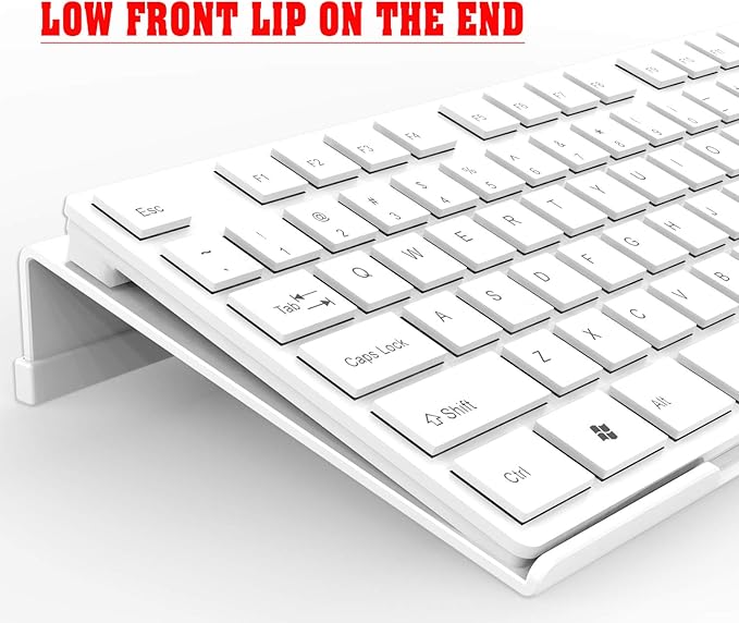 KOTEMON Acrylic Tilted Computer Keyboard Stand for Ergonomic Typing, Keyboard Tray Holder with Silicone Non-Slip Case, White