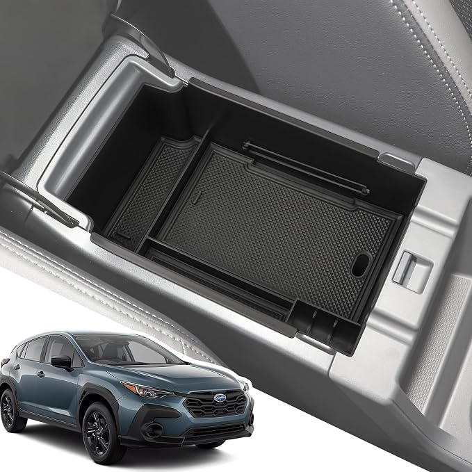 Center Console Organizer for 2024 2025 Subaru Crosstrek & Impreza, ABS Armrest Storage Box with Car Tissue Holder, Middle Console Tray Organize, Armrest Insert Container Pallet, Black