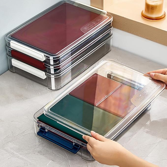 CALLARON Stackable Small Document Organizer Box Desktop File Storage Case Home Office Document Box with Lid