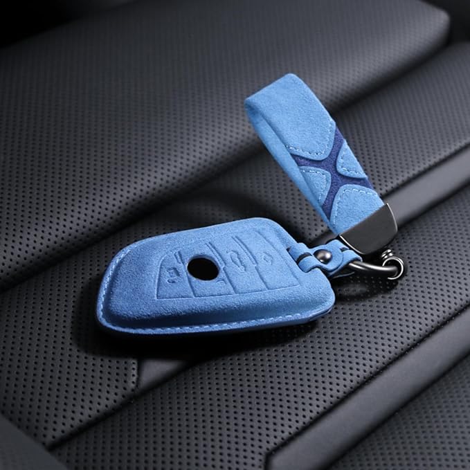 BETTERHUMZ Leather Suede Car Keychain,Key Chain Clip for Alcantara, Anti-Lost D-Ring for Men and Women Car Accessories