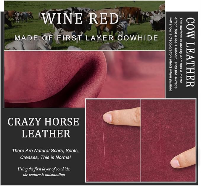CONTACTS Full Grain Leather Passport Holder RFID Blocking Travel Passport Wallet Compatible with Airtag Passport Cover Case with 4 Cards Slots, Coin Pocket (Wine Red)