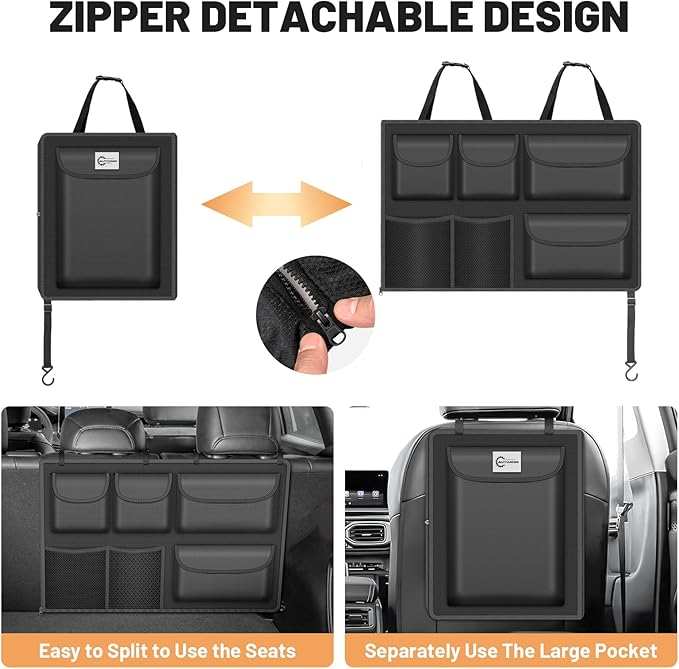 Detachable Hanging Trunk Organizer, Foldable Car Trunk Organizer Hanging for SUVs, Jeeps, Hatchbacks, Car Trunks Organiser with 7 Large Compartments