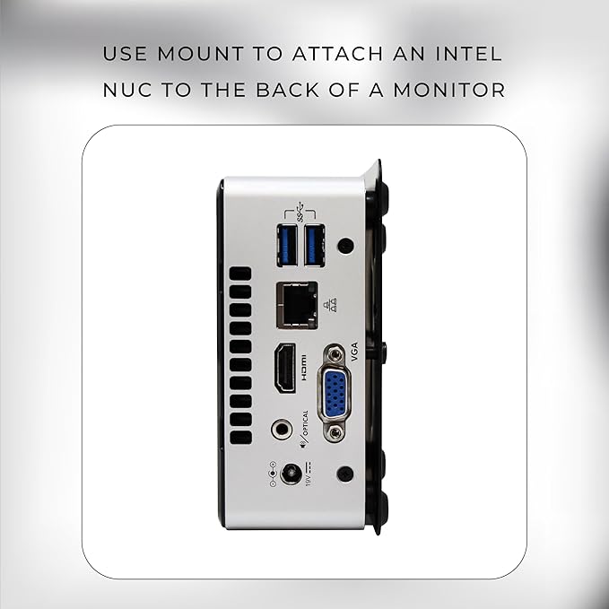 HumanCentric Mounting Bracket Compatible with Intel NUC, VESA Monitor Arm Plate for NUC Mini PC Computer, 75x75mm and 100x100mm Patterns, Does not fit Hades and Skull Canyon NUC, Hardware Included