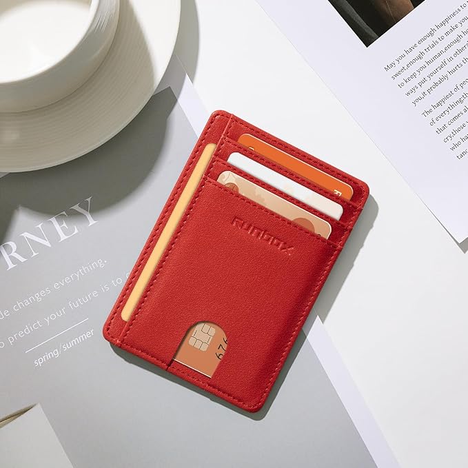 RUNBOX Slim ID Cases Minimalist Front Pocket RFID Blocking Leather Wallets for Men and Women Card Holder Wallets Gifts for men