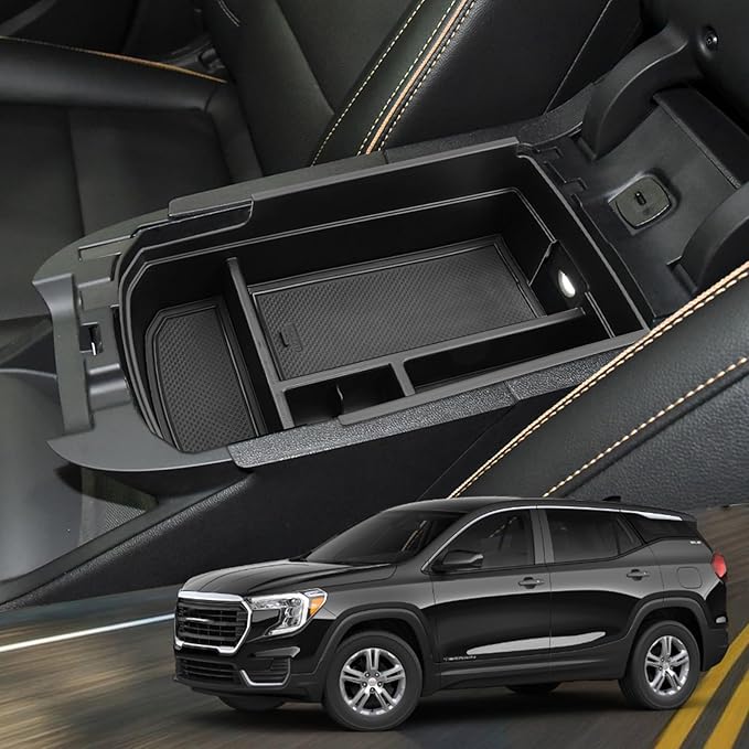 YEE PIN for 2024 GMC Terrain Center Console Organizer Tray for 2018-2024 GMC Terrain Accessories SL/SLE/SLT/AT4/Denali 2024 GMC Terrain Center Console Tray Middle Insert Tray Armrest Storage