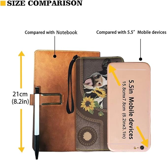 Bulopur Personalized Wallet Wristlet for Women PU Leather Sunflower Cow Print Clutch Purses for Ladies Waterproof Phone Holder Zip Around