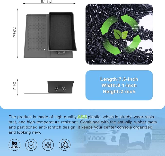 (2Pack) 2026 RAV4 Console Organizer & Wireless Pad, for Toyota RAV4 (LE/SE/XLE Premium/Woodland/XSE/Limited), Durable & Non-slip Console Tray Insert 2026 RAV4 Accessories