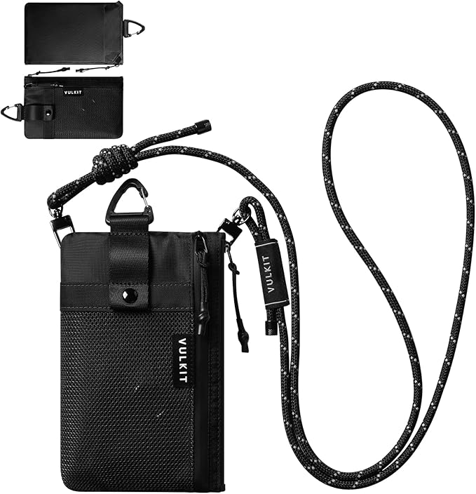 VULKIT RFID Blocking Travel Wallet for Men Women, Water Resistant Passport & Phone Holder with Detachable Lanyard and Key Ring, Lightweight Zipper Travel Wallet