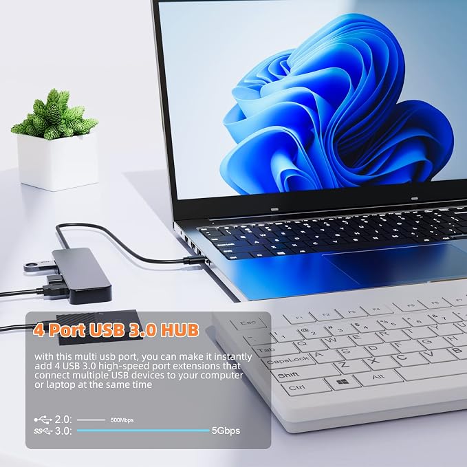 USB C Hub 4 Ports, Eanetf USB C to USB Hub 3.0 USB Splitter for Mac Pro, iMac, iPad Pro, Chromebook, Pixelbook, Dell XPS, Samsung, and More Type C Devices