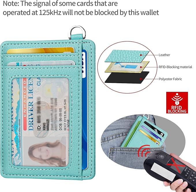EcoVision Slim Minimalist Front Pocket Wallet, RFID Blocking Credit Card Holder Wallet with Detachable D-Shackle for Men Women