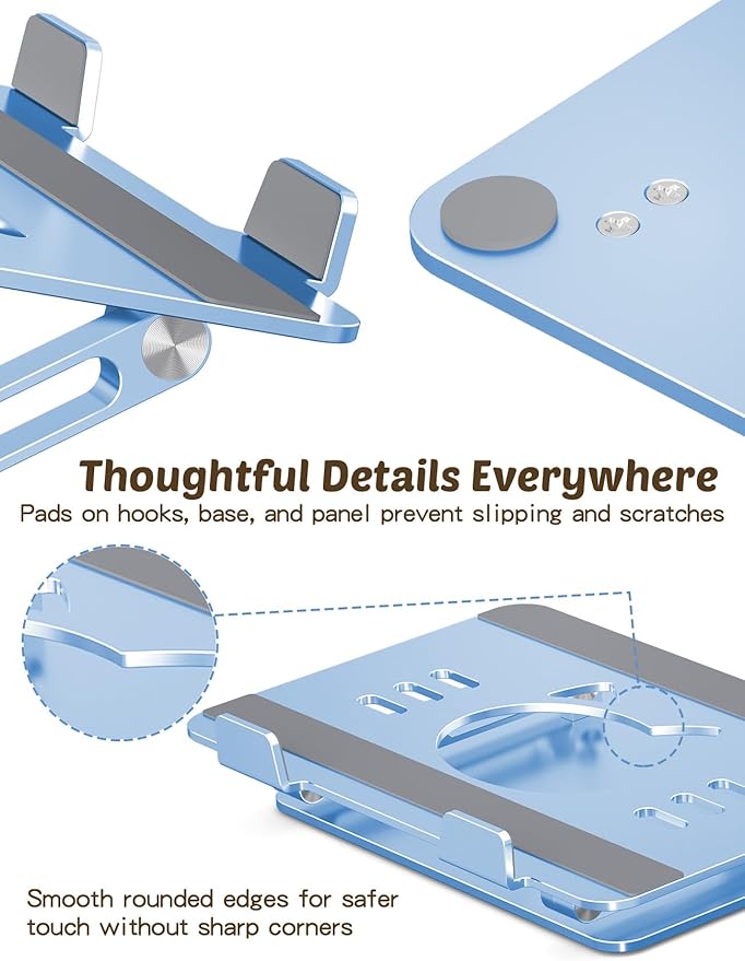 Aoviho Laptop Stand for Desk ??Adjustable Aluminum Laptop Riser with Unique Cat-Shaped Cooling Vent, Portable Desk Gift & Decor, Compatible with MacBook Air Pro, Dell, HP, Lenovo (10"-17.3"), Sky Blue