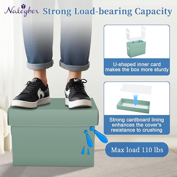 File Organizer Box with Lid & Handle, Heavy Duty Hanging File Folder Storage Boxes for Letter Size, Portable Filing Organizer for Office, Home, Classroom, Sage 4 Pack