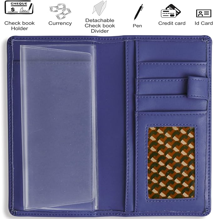 Sanlykate Leather Checkbook Cover for Men and Women, Check Book Case Card Holder with Free Divider, Standard Register Duplicate Checks with pen inserts