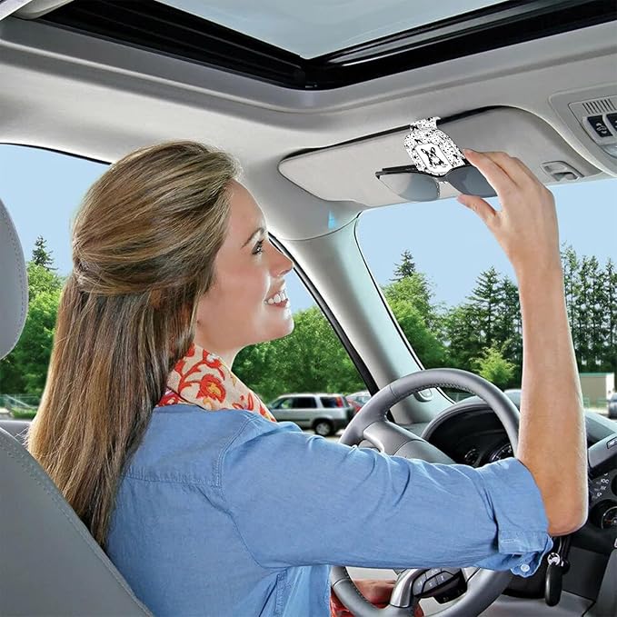 2 Pack Magnetic Leather Sunglass Holder, Universal Magnetic Car Eyeglass Hanger Clip for Different Size Eyeglasses, Car Visor Accessories (Love Dog)