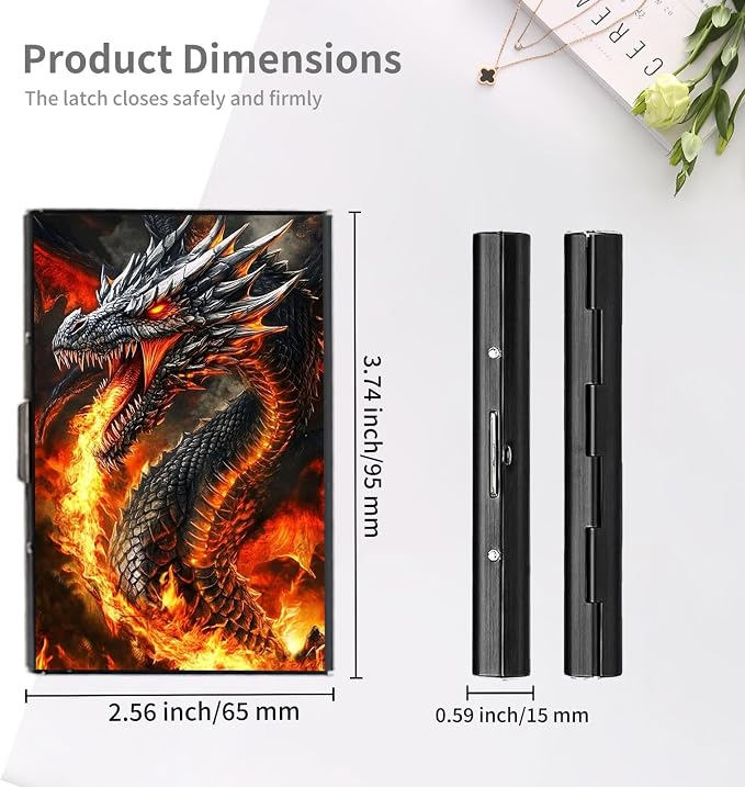 RFID Metal Wallet Credit Cards Holder Slim Mini Business Card Holder Metal ID Case Gift for Men Women,Fierce Dragon