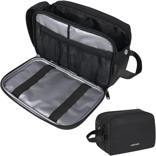 uarition Toiletry Bag for Men, Travel Toiletry Organizer Dopp Kit, Water-Resistant Mens Toiletry Travel Bag for Shaving & Accessories, Black