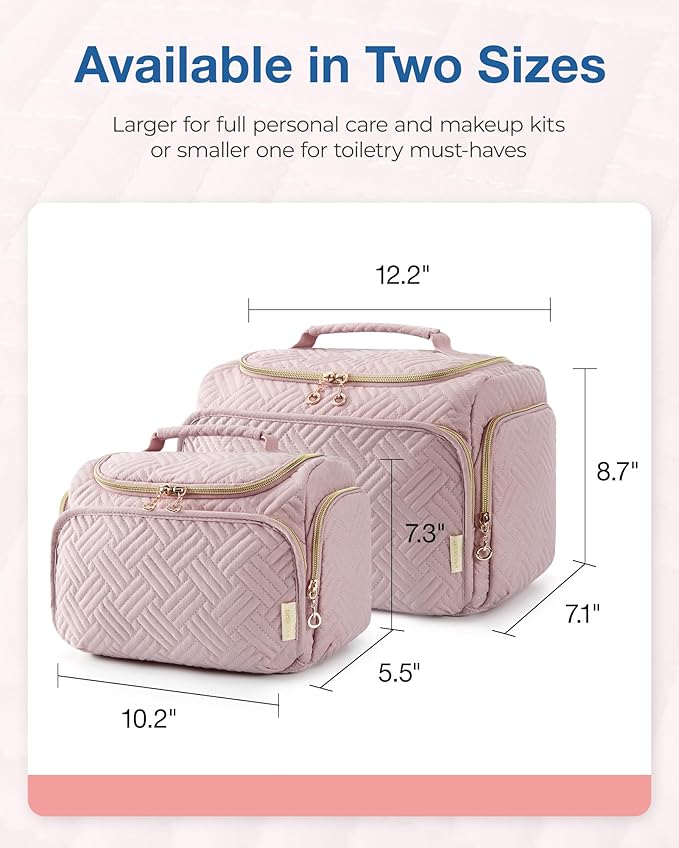 BAGSMART Travel Toiletry Bag for Women, Cosmetic Bag Makeup Bag Organizer with Handle, Travel Bag for Toiletries, Travel Accessories, Full Sized Container