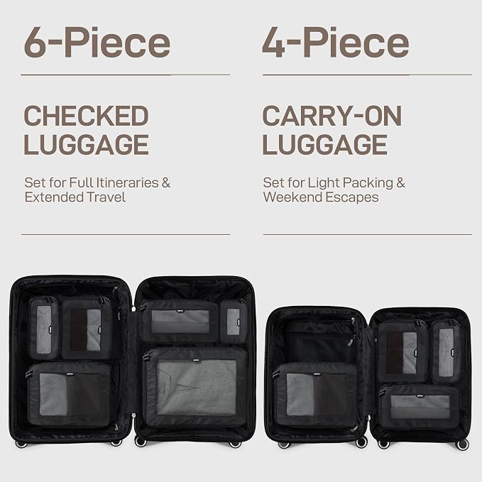 EPICKA TripCozy Compression Packing Cubes - 4 Set Durable Travel Organizer Bags with Mesh Top, Expandable Travel Accessories for Carry on, Luggage, Suitcase, Backpack (Dark Grey)
