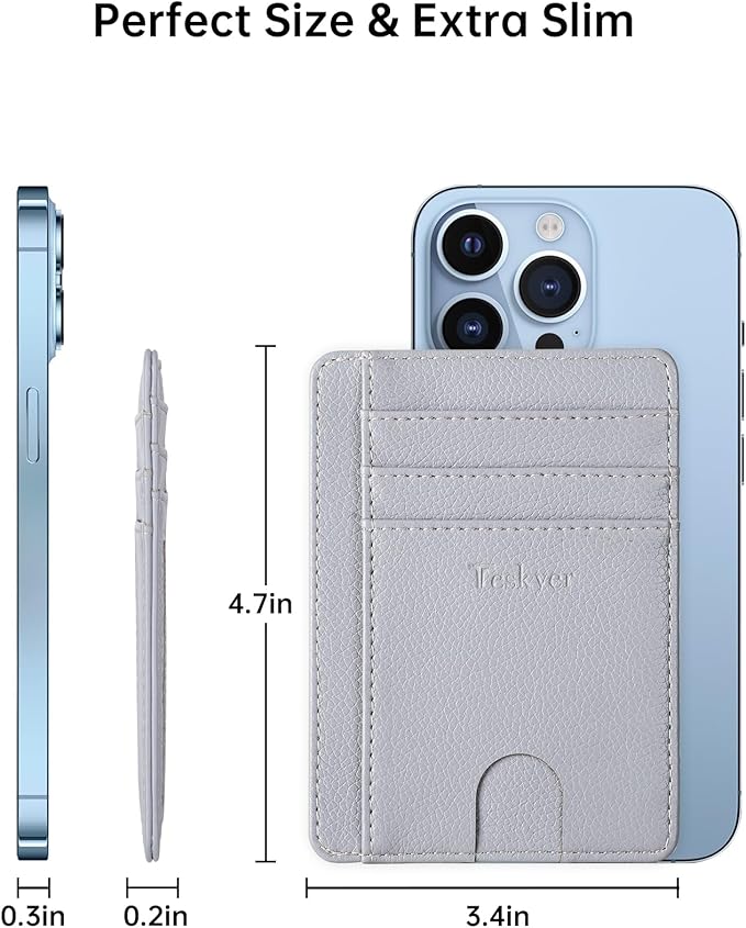 Teskyer Slim Wallet for Men, Minimalist Front Pocket RFID Blocking Leather Wallet Credit Card Holder for Men & Women