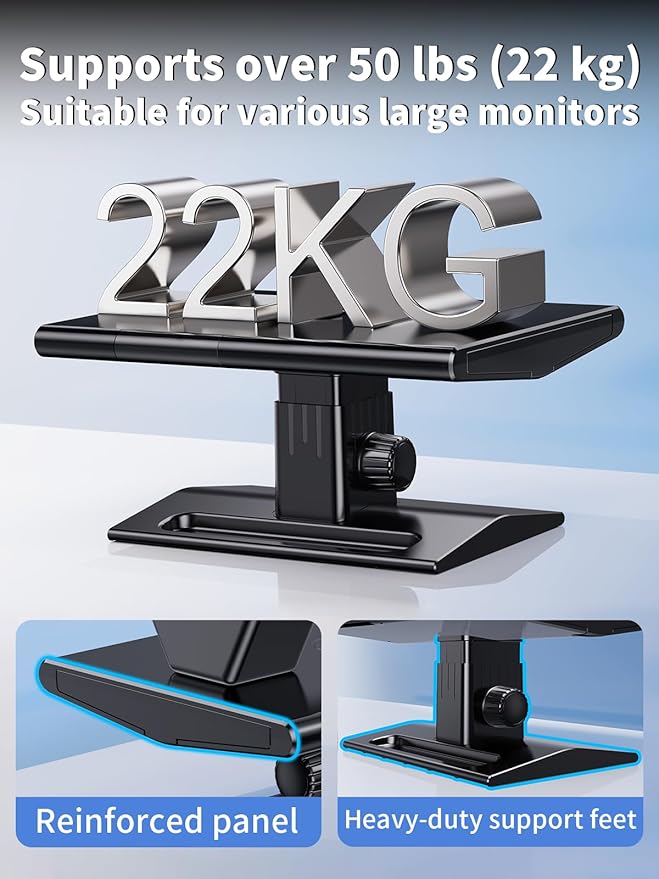 Computer Monitor Stand Riser for Desk,5.7-6.5 Inches Height Adjustable with Storage Drawer & Phone Holder,Workspace Desktop Organizer Monitor Stands Risers Shelf for Computer,Laptop,Printer,TV