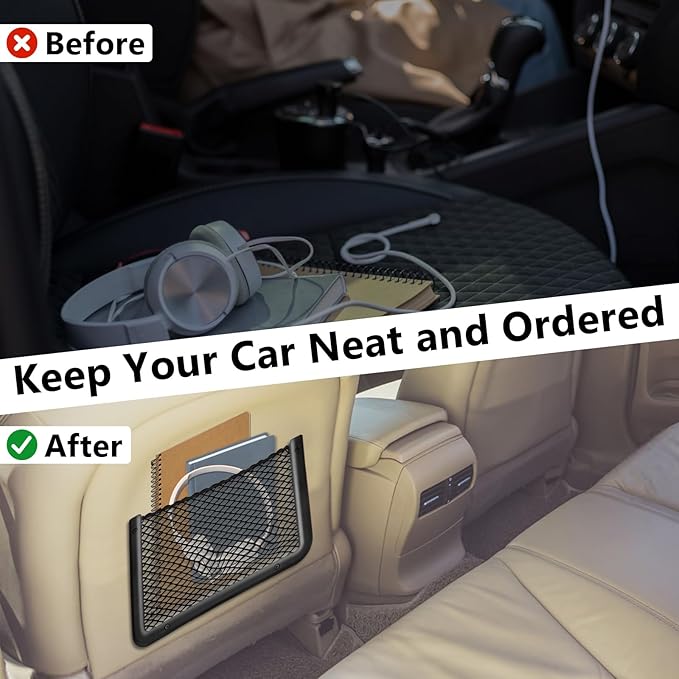 2 PCS Car Net Pocket, ABS Plastic Frame Cargo Net Storage Car Pockets Phone Net, Cars Mesh Nets Pockets with Screws for Auto, RV, Boat, and Camper Storage Nets (11.8 x 7.9 Inch)