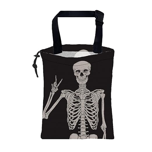Car Garbage Bag Human Skeleton Posing Hanging Canvas Car Trash Bag Waterproof Drawstring Car Back Seat Organizer for Car Back Front Seat Console with Adjustable Buckle
