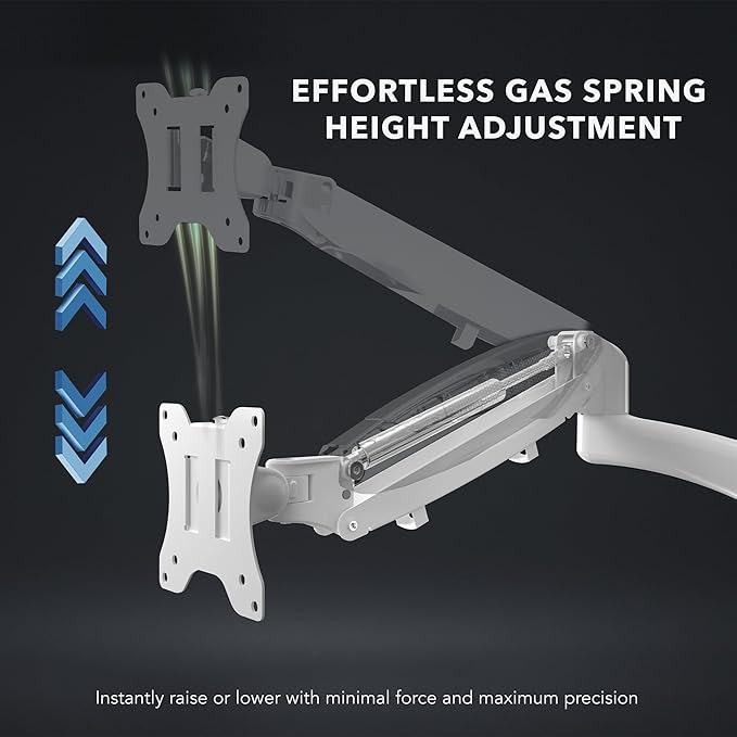 Mount-It! Triple Monitor Mount, 3 Monitor Desk Mount, Gas Spring Arms, Fits 13??7" Screens, VESA 75 & 100, Clamp or Grommet, USB-A & USB-C, White