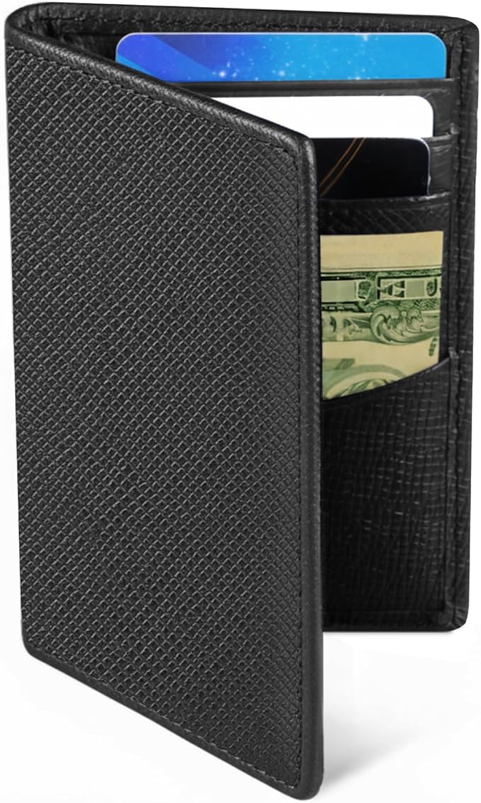 OLEIW Genuine Leather Minimalist Wallet: Slimfold Design for Front Pocket Comfort, Featuring Quick-Access ID Window & Secure RFID Blocking – The Ultimate Balance of Premium Texture and Daily Utility