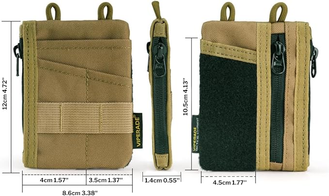 VIPERADE VE18-S Small EDC Pouch, Mini EDC Pocket Organizer for Men, EDC Pocket Organizer, 3 Slots with 2 Zipper Pockets Multitool Pouch