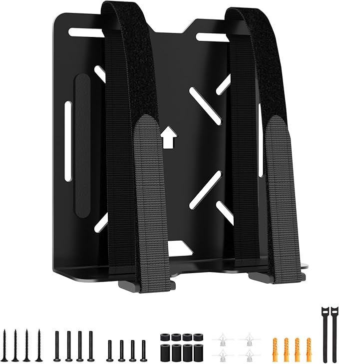 Universal Wall and VESA Mount for Micro PC, UPS Units, Wifi Router, Cable Modem and Other Electronic Devices Adjustable Strap Mount Bracket for Dell HP Lenovo Mini PC Mounted Behind the TV or Monitor