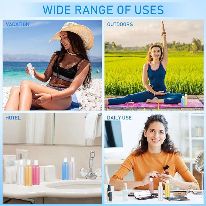 6 Pack Travel Bottles for Toiletries, 3.4 oz Travel Bottles TSA Approved Leakproof Plastic Empty Bottles, Toiletry Containers with Labels for Shampoo Conditioner Lotion Travel Essentials Accessories