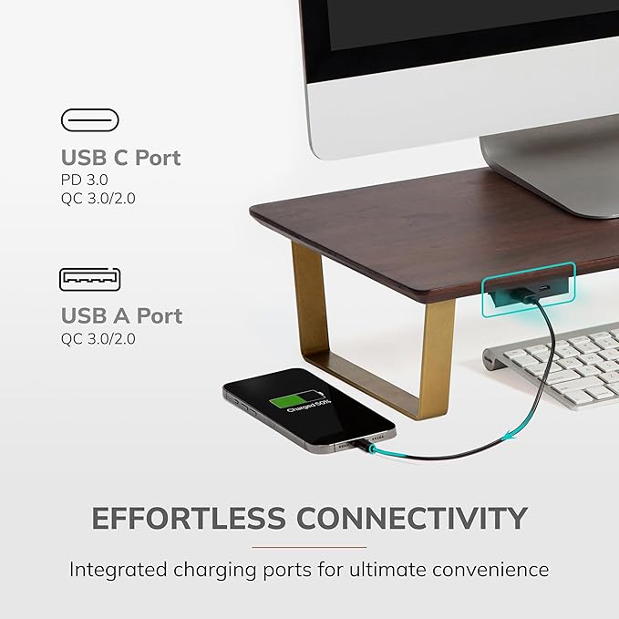 Anji Mountain Monitor Stand - Desktop Organizer & Laptop Riser, Ergonomic Monitor Riser, Space-Saving Monitor Stand for Desk, Durable Construction, Easy Assembly, Ideal for Home & Office,Walnut