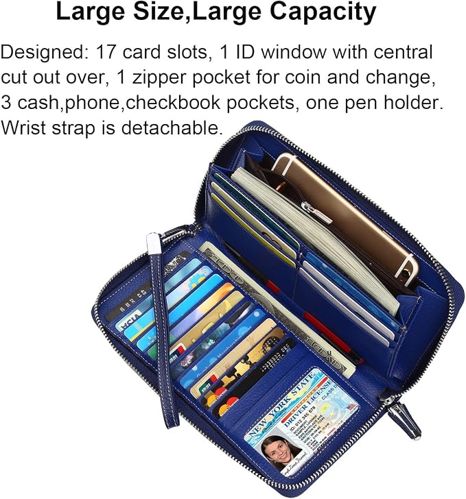 Lavemi Small Compact Women Wallet RFID Blocking Genuine Leather Bifold Purse with ID Windows