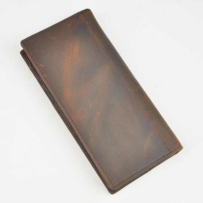 Le'aokuu Mens Genuine Leather Bifold Wallet Organizer Checkbook Card Case（0 1019 B Brown）