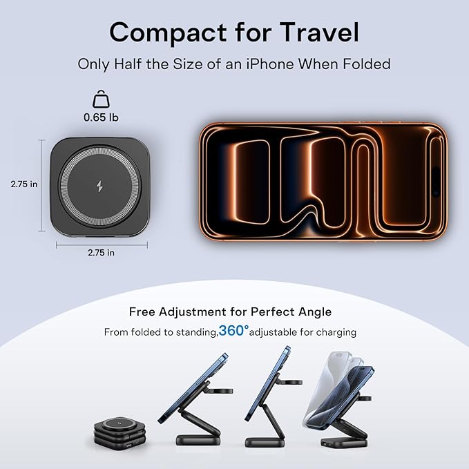 5-in-1 Wireless Charger for MagSafe, AC ISLAND Portable Travel Charging Station, 35W Max Fast Foldable Magnetic Stand, Evolved for iPhone 17-12 & Air Series, Apple Watch, AirPods (with 35W Adapter)