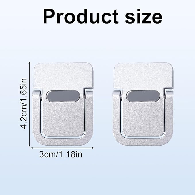 Penitue 2pcs Mini Keyboard Riser, Zinc Alloy Portable Small Laptop Tilt Stand Lifter Feet Foldable & Invisible Self-Adhesive Computer Notebook Holder Leg Lift Accessories for Desk Support (Silver)