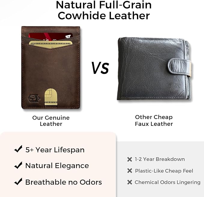 Zitahli Genuine Leather Wallet for Men 12 Card Slim Mens Wallets Bifold RFID Blocking with Money Clip & ID Window Thin Minimalist Card Holder Wallet with Gift Box