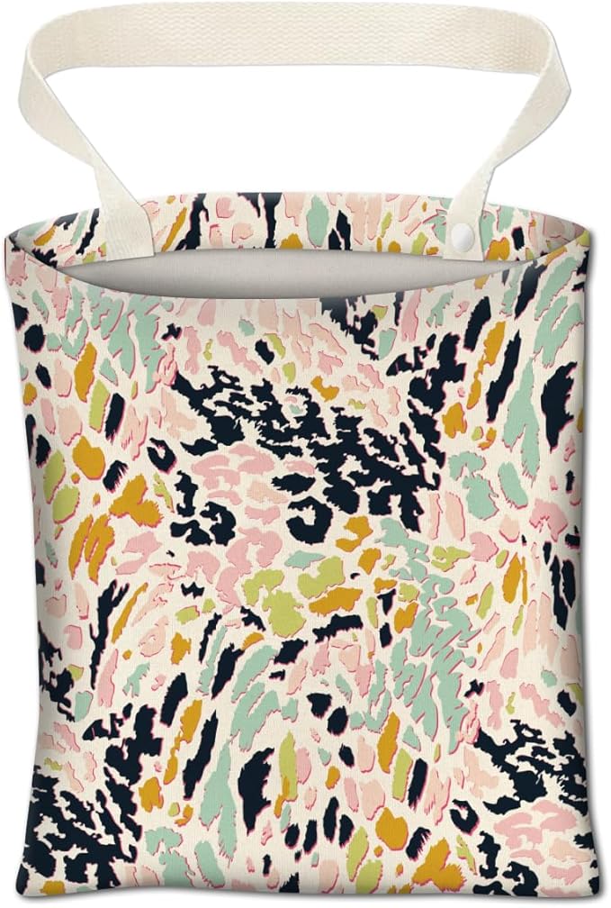 Car Trash Can, Cute Car Trash Bag, Hanging Car Organizer and Storage Bag, Trash Bin for Car Accessories, Vehicle, Travelling, Camping Colorful Leopard